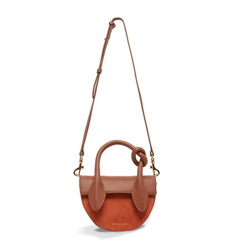 

Fashion Small Shoulder Bags For Women Color Contrast Twisted Knot Saddle Bag Crossbody