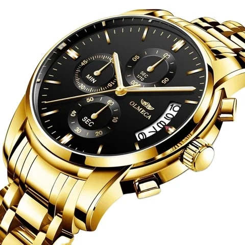 

2021 Gold Stainless steel Strap Quartz Watch Chronograph Waterproof Watches Wrist Watches Men Classic Green Diamond Dial Clock, Multi colors