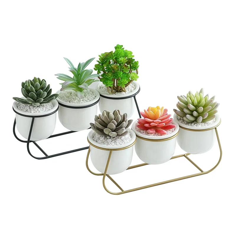 

White round small custom ceramic wholesale vase novelty flower pot stand with golden or black stand