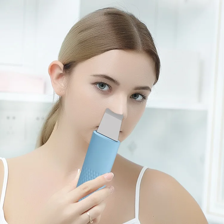 

2021 New Portable Ultrasonic Facial Spatula Exfoliator Skin Care Lifting Tool Mini Skin Scrubber, White blue