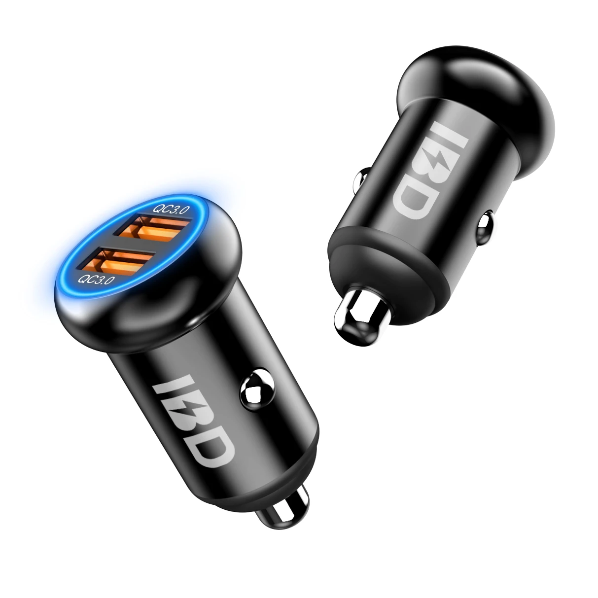 

IBD Factory Hot Selling Mini Metal Dual QC3.0 Led Car Charger