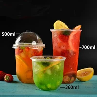 

Disposable Plastic U Shaped Cup Fruit Juice bubble tea plastic cup Packaging Cups