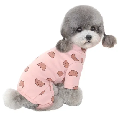 

Autumn and winter new dog pajamas pet clothes Teddy clothes cat clothes, Pink/green/beige/yellow