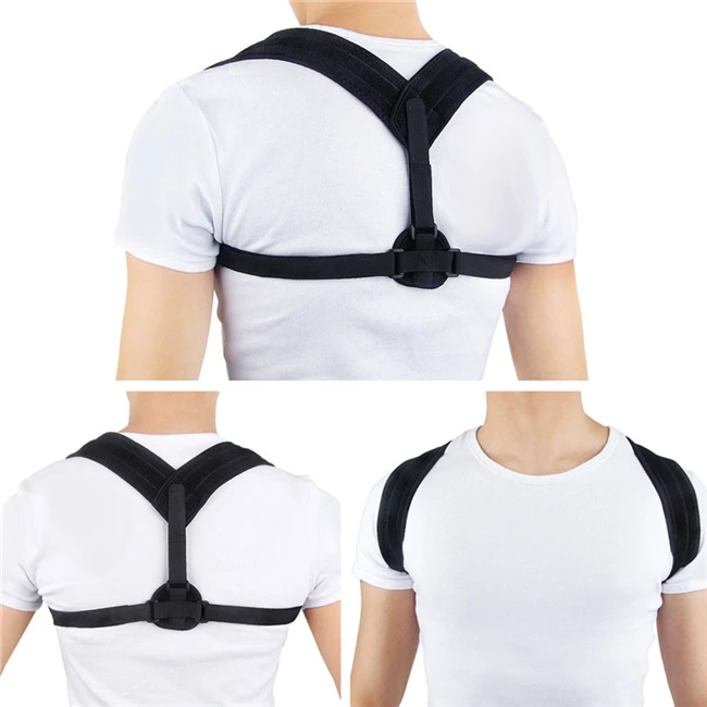 

Back Brace Shoulder Support Belt Adjustable Improves Posture Elastic Humpback Posture Corrector, Black