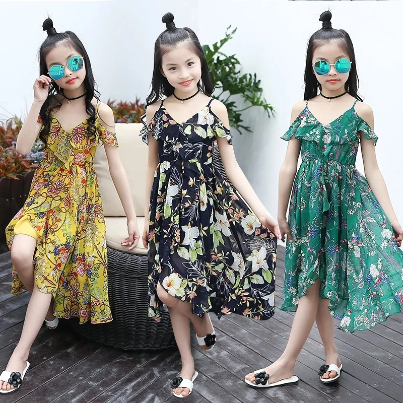 

Girls Dress Bohemian Summer Kids Dresses For Girls 2021 Casual Girls Beach Sundress Teenage Kids Teen Clothes 6 8 10 12 14 Year