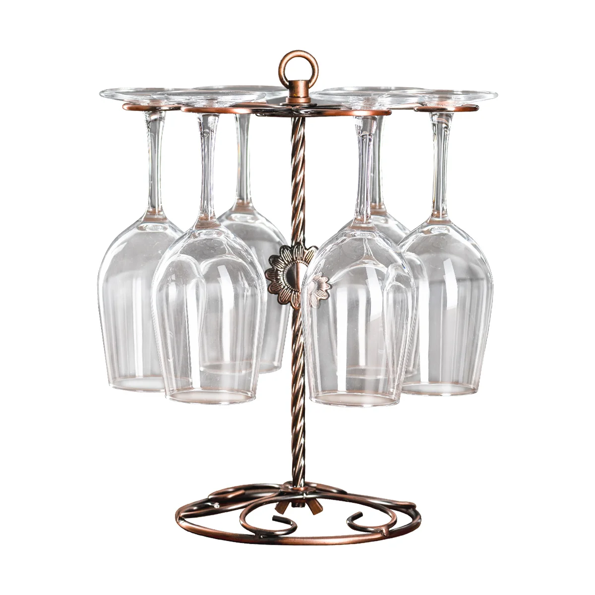

ORZ Wine Glass Rack Holder Countertop Freestanding Stemware Rack with 6 Hooks for Home Bar Wine Cellar Cabinet, Bronze