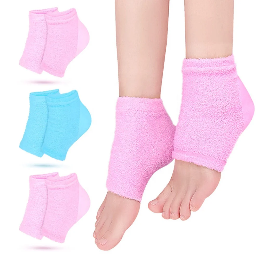 

Gel Heel Socks Toe Open Gel Feather Moisturizing Sock Cracked Dry Hard Heel Skin Care Gel SPA Sock