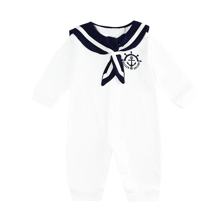 

Fashion Design Spring 0-3 Months Baby Boy Full Sleeves Clothes Baby's Naval Rompers, White