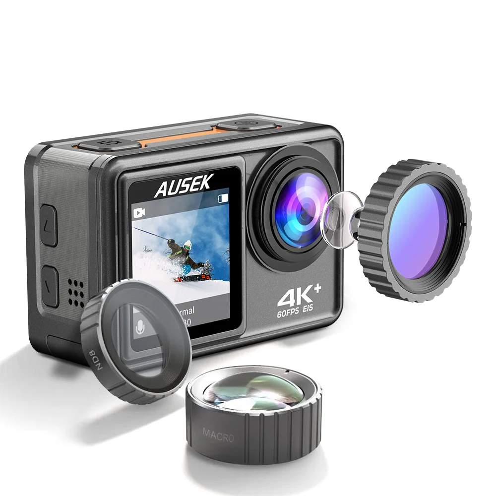 

2022 Most color Filter with 4G DDR action camera 4k resolution dual screen eis
