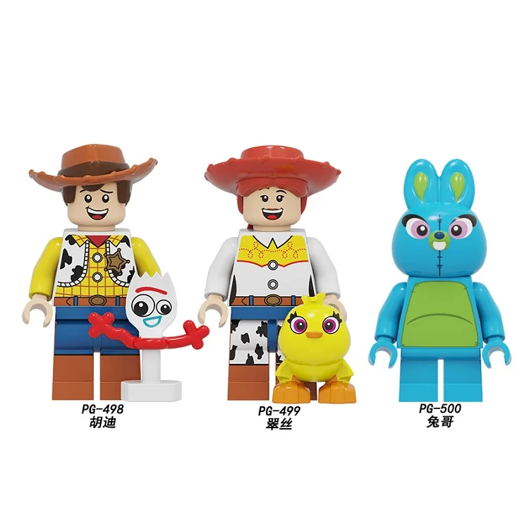 

Mini Toy Story 4 Cartoon Woody Forky Jessie Buzz Light year Alien Building Blocks Figures For Children Toys Collection PG8270
