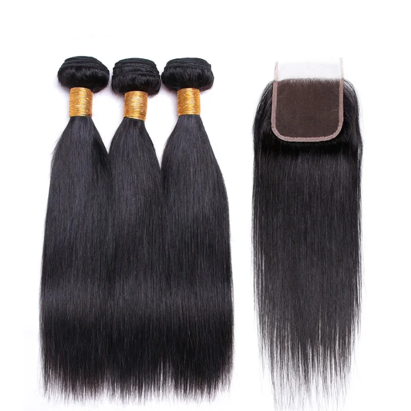

Easy ordering Brazilian human straight virgin hair bundles with closure, wholesale xuchang human remy hair extension vendors