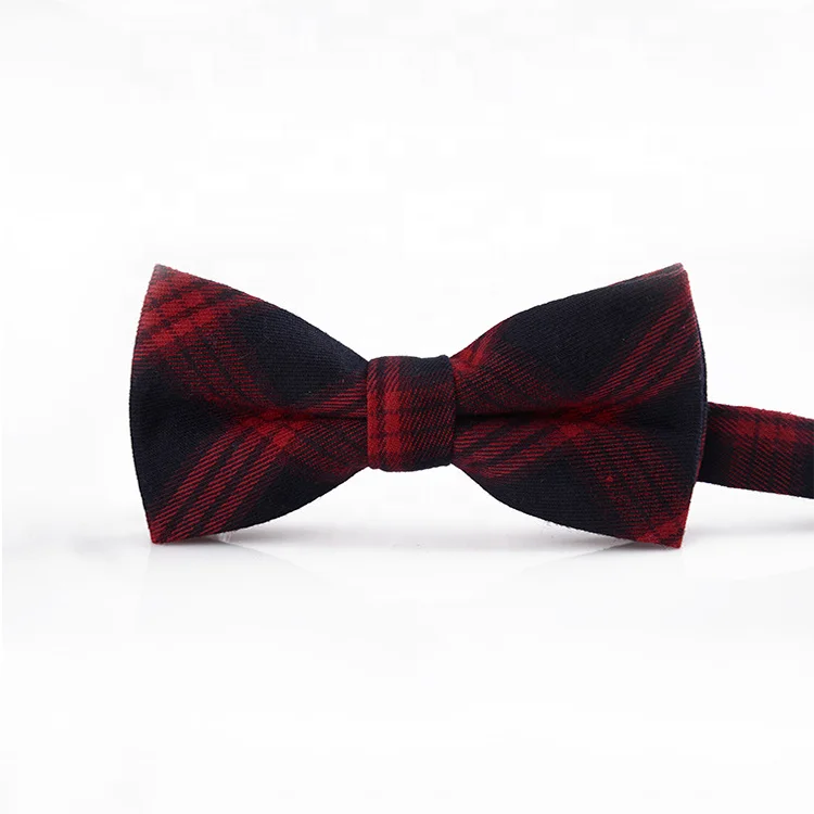 
Handmade red and green color scottish plaid cotton bow ties with packaging box men 