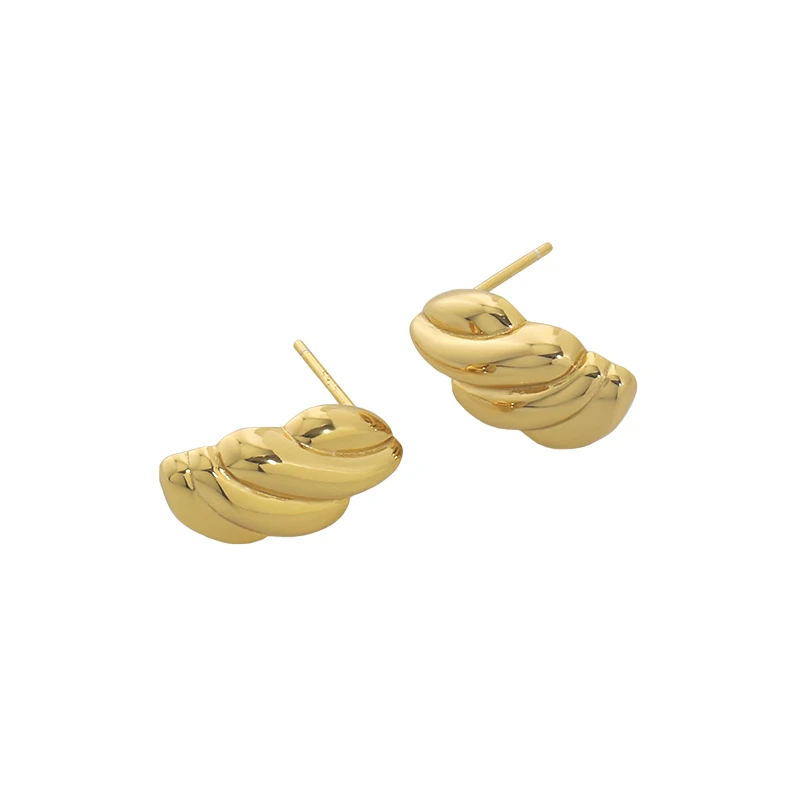 

EA586 925 Sterling Silver Earrings Screw Thread Twist Glossy Cross Gold plated Hoop Earrings For Women, Platinum gold