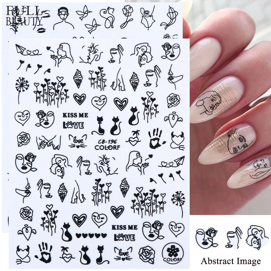 

Black Abstract Image 3D Nail Stickers Rose Flower Nail Art Transfer Slider Tattoos Nail Sticker, Picture