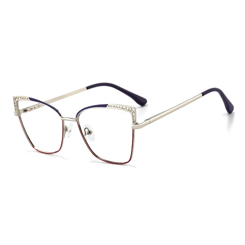 New Stocks Women Wholesale Cat Eye Anti Blue Light Optical Frame Stainless Glasses Spectacle Eyeglasses Eyewear Frames