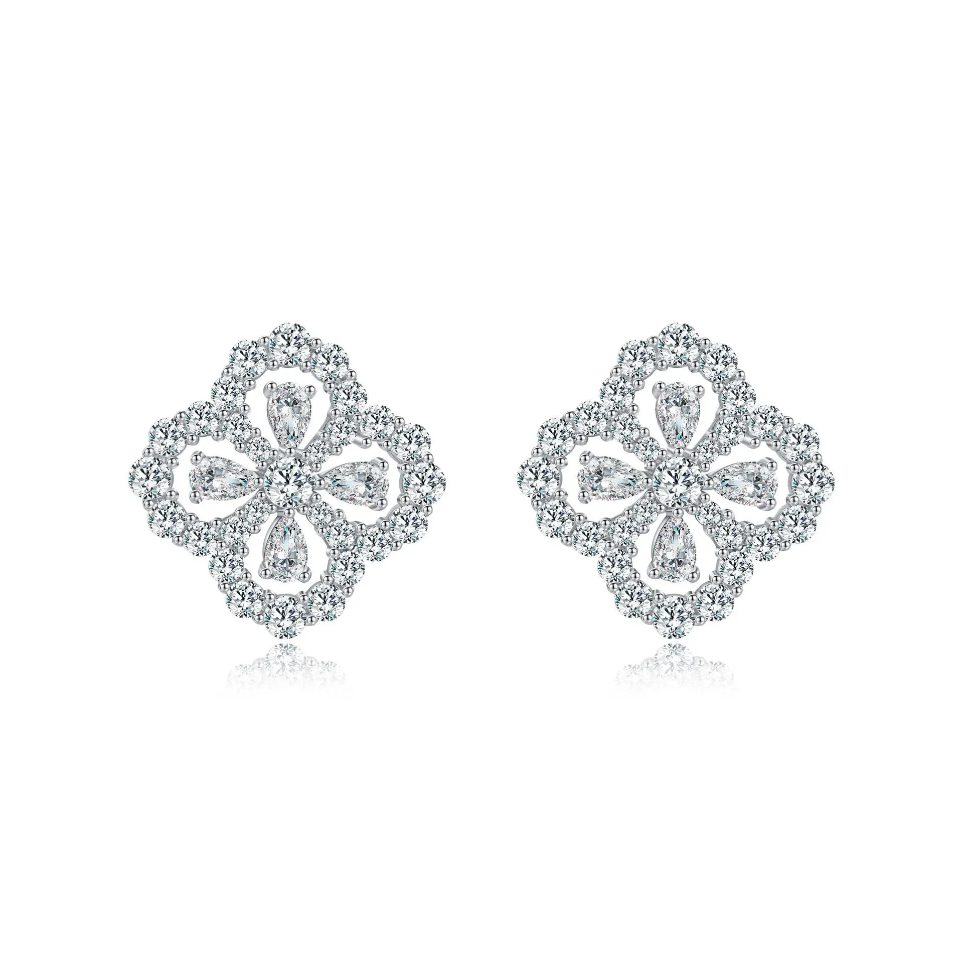 

925 Sterling Silver Created Moissanite Lab Diamonds Earrings, White