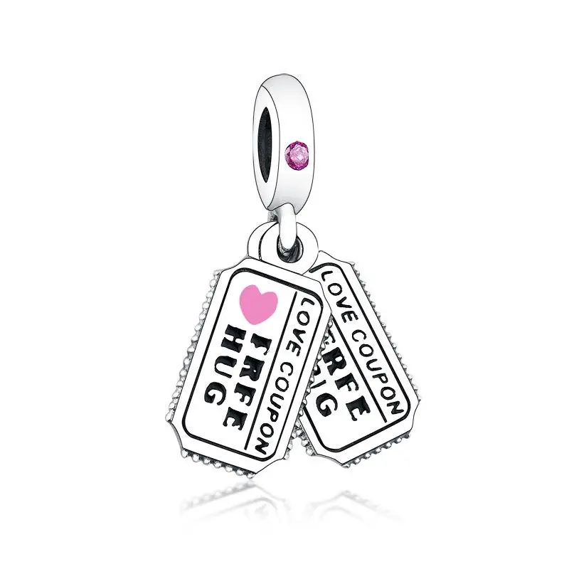 

Romantic Fashion Valentine's Day Gift Real 925 Sterling Silver Stunning Love Coupon Dangle Charms