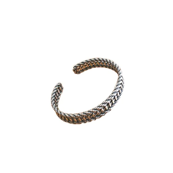 

Retro Twisted Shape Tai Silver Weave Open Bangle, Silver/ gold/ rose gold