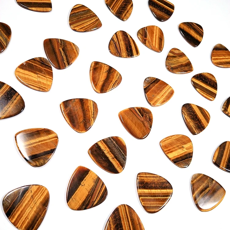 

2021 Music Professional Gemstone Guitar Pick tiger eye Guitar Picks Plectrum For Sale, Natural stone color guitar picks