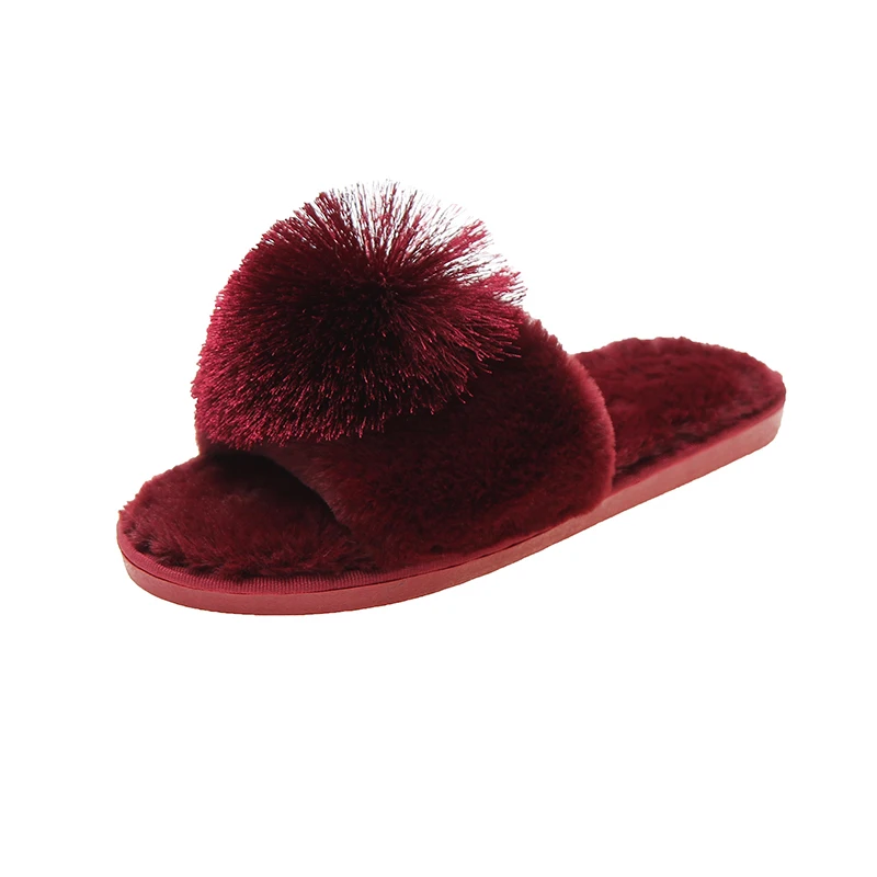 

Fashion Flat Warm Indoor Plush Slipper Fluffy Slippers For Women