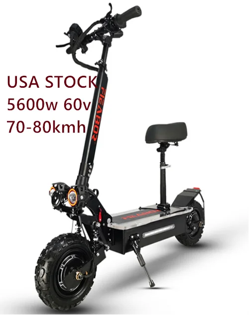 

USA warehouse MOQ1 Q06 E scooter fast strong 11inch tire 60V 2400w 5600w dual motor fat tyre off road electric scooter