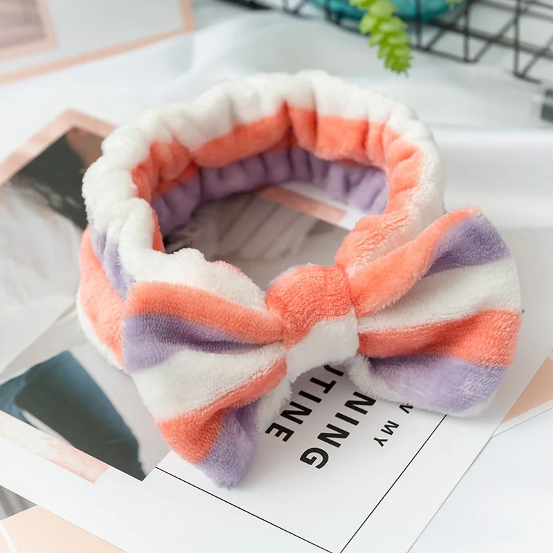 
Spa Headband Women Fleece Hair Lace Large Bow Face Wash Headband Makeup Hair Band 