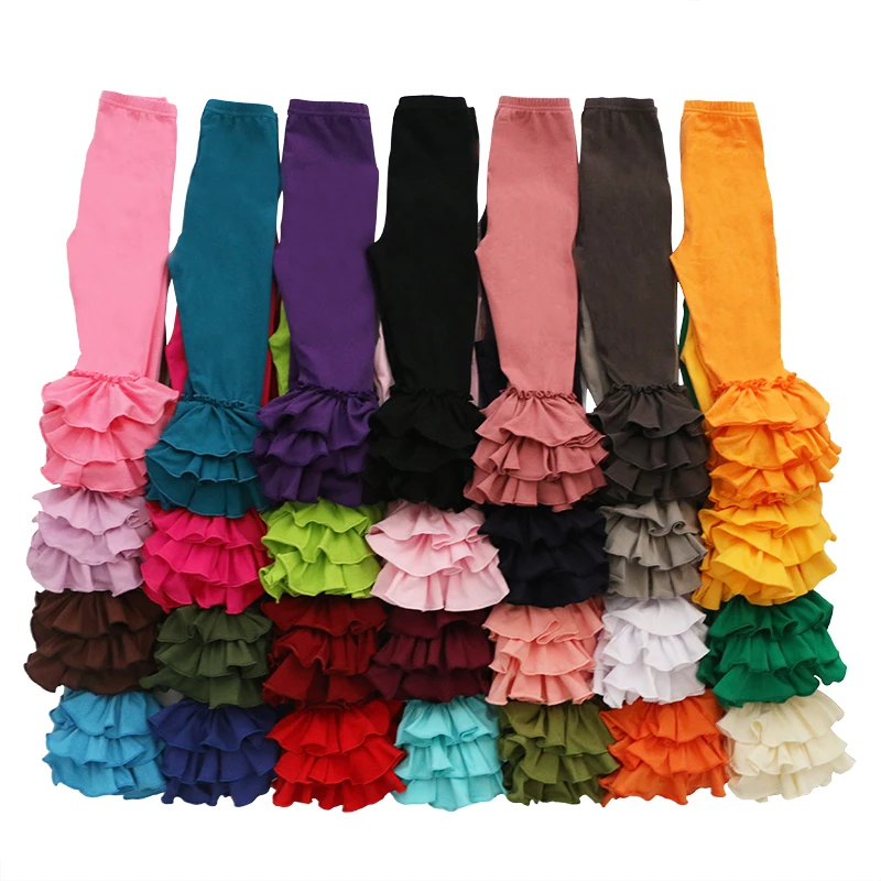 

Hot Sales Toddler Ruffle Leggings Solid Color Triple Cotton Wholesale Kids Clothing Girls Ruffle Pants, We have varies color for you to choose