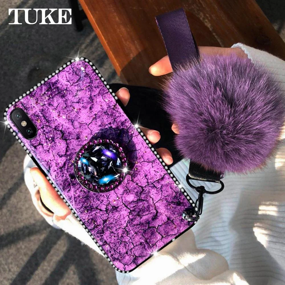 Epoxy Gold Foil Gem Phone Case For OnePlus 7 Pro Ring Holder Cover For iPhone XR XS Max X 6 6S 7 8 Plus 5 5s SE