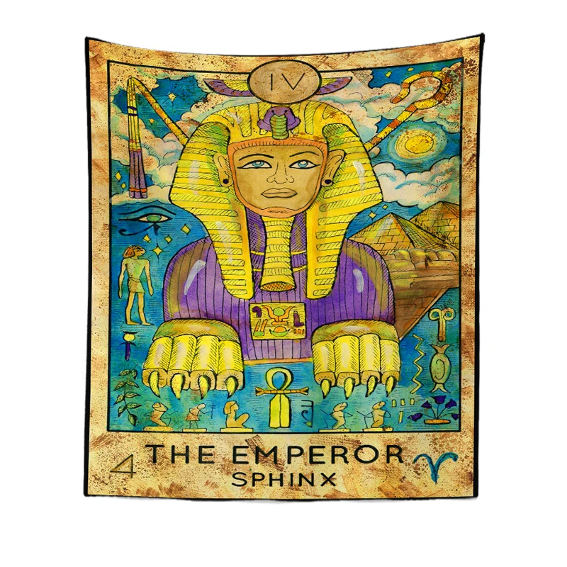 

New Retro Tarot Tapestry Wall Tapestry hanging painting color pattern printing hanging cloth