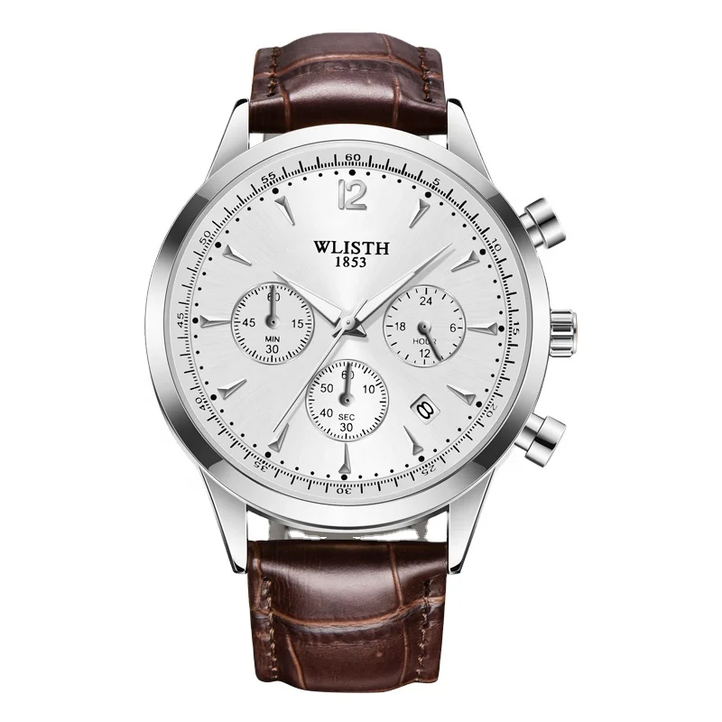 

Hot style three eyes six needle steel band watch fashion trend gift watch