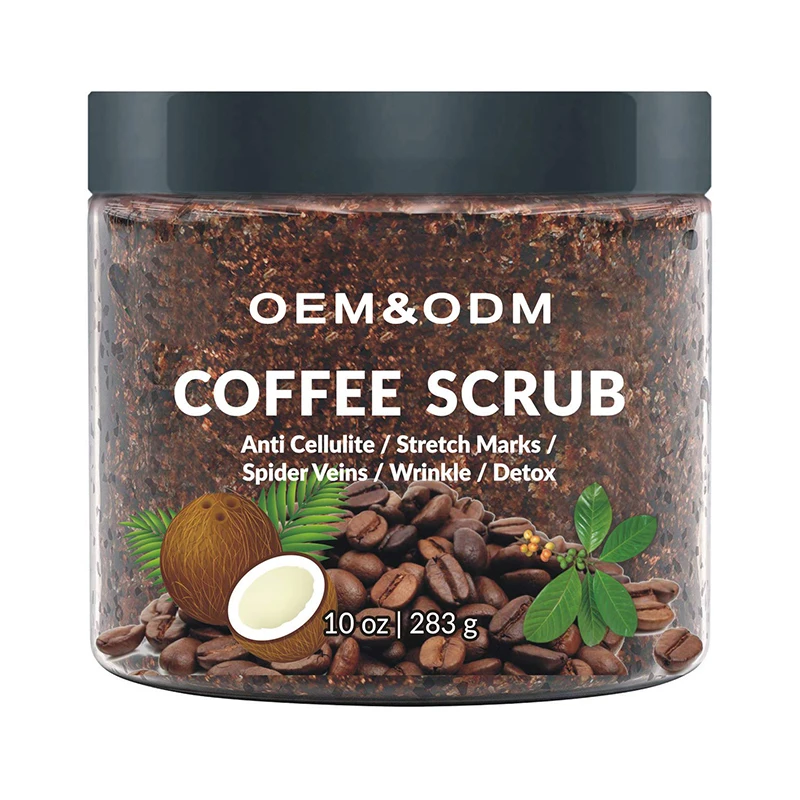 

Wholesale Oem Whitening Exfoliating Natural Organic Coconut Ingredient Cocoa Arabica Coffee Bean Body Scrub For Private Label, Brown