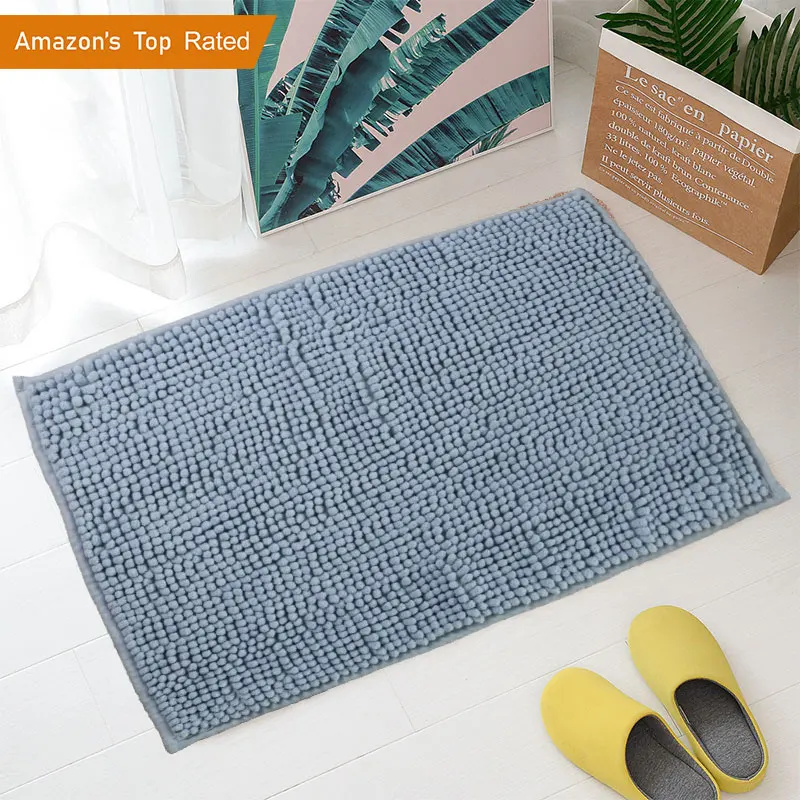 

Free Shipping RTS Machine Washable Solid Color Anti Slip Chenille Bathroom Bath Mat Rug Carpet Durable Soft For Shower