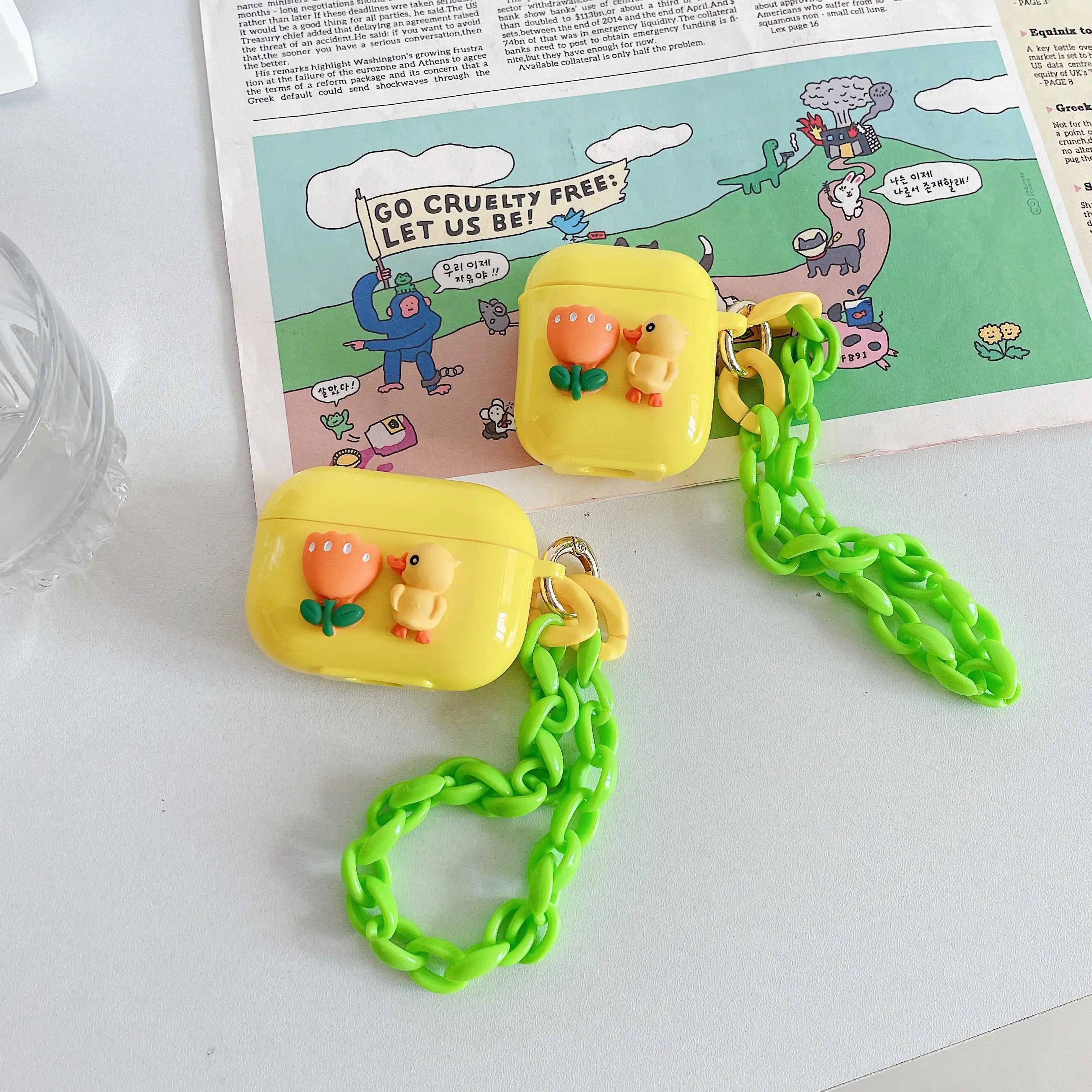 

3D Chicken Flower Candy Color TPU Earphones Covers For Air pods For Apple Airpods Pro Cases With Portable Hand Bracelet Chain