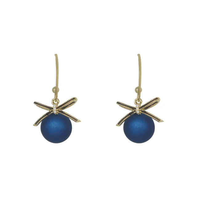 

Gold Fashion Jewelry Blue Pearl Pendent Earring for Women Gift