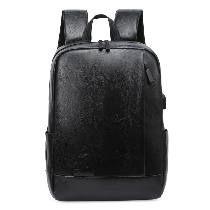 

LP095 2021 top seller new black outdoor men's travel laptop pu leather man backpack with usb port for men