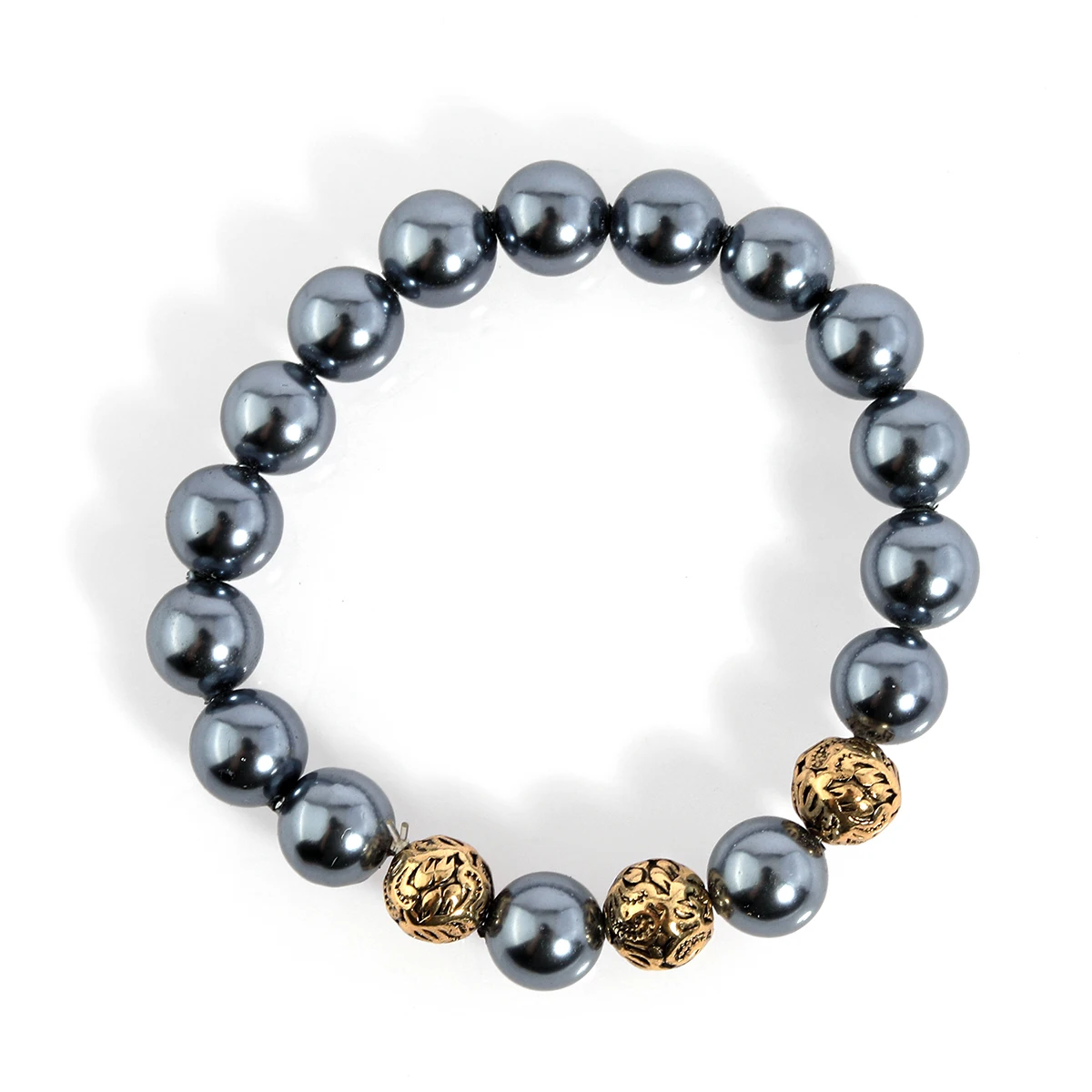 

Hot selling black pearl beads Adjustable elasticity alloy beads women man bracelet gift