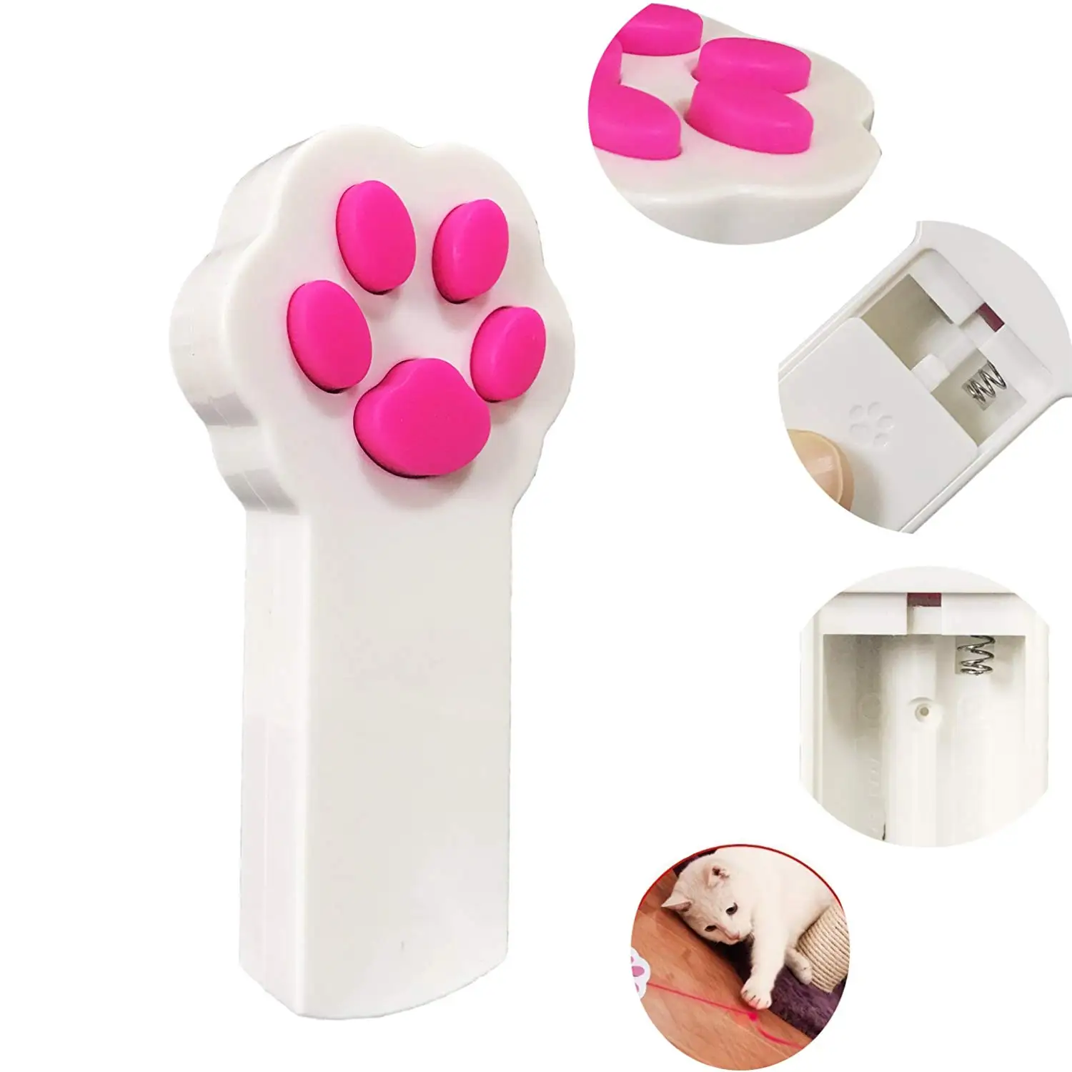 

2021 New Fashion Paw Beam Laser Cat White Toy Funny Interactive Pet Toys Laser Pointer