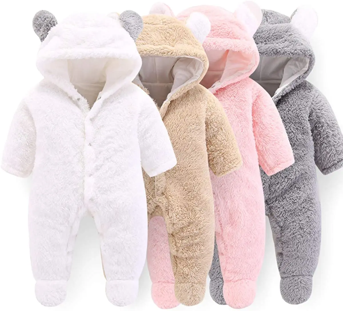 

Newborn Bear Warmer Snowsuit Cotton Fleece Hooded Romper Jumpsuit for Baby Girl Boy Baby Clothes Set Baby Romper, Picture