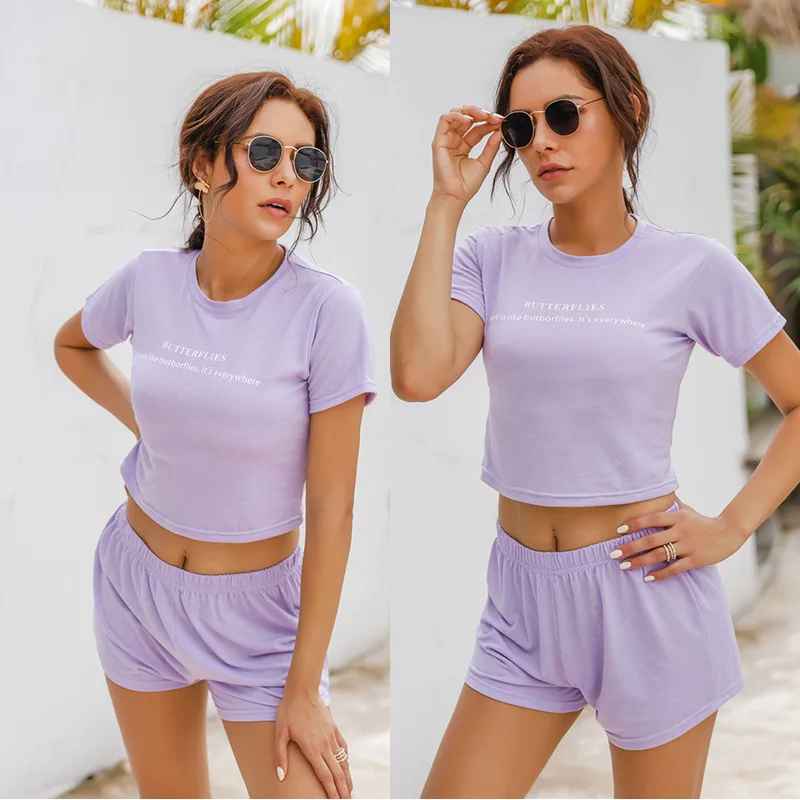 

wholesale Two-piece short-sleeved shorts women's casual suit summer new suit, Optional