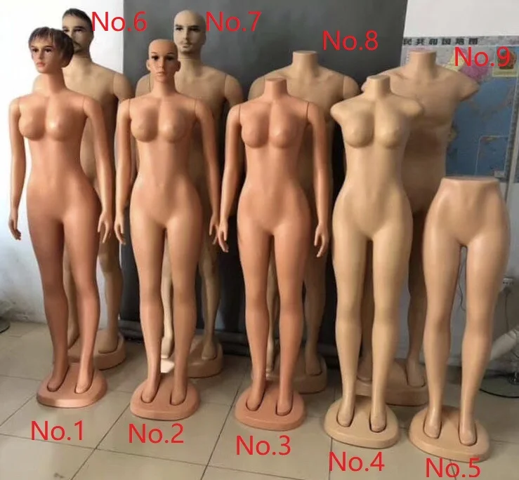 

Hot sale plastic full body big bust manikin skin color female headless mannequin for clothes display