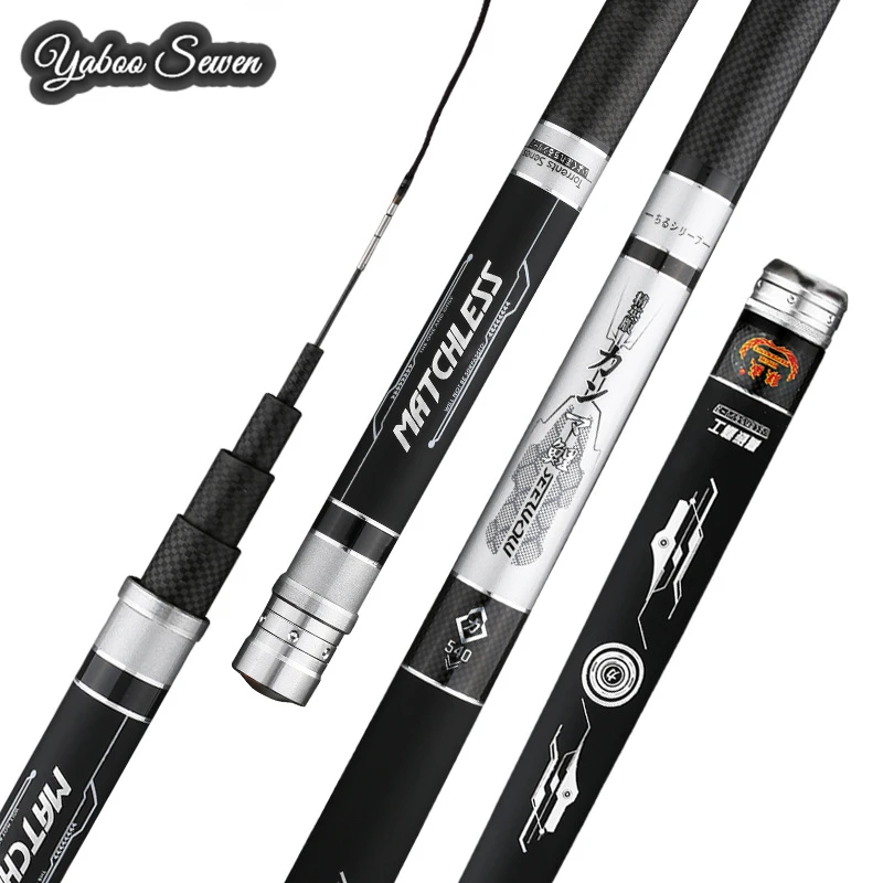 

High Quality 3.6m 3.9m 4.5m 4.8m 5.4m 5.7m 6.3m 7.2m Carbon Fiber Telescopic Fishing Rod, Black