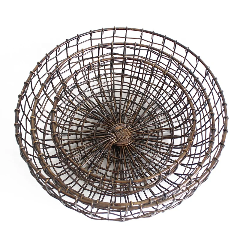 

High quality Various types and accept OEM&ODM Eco-Friendly home storage basket metal wire fruit basket, Retro cuprum