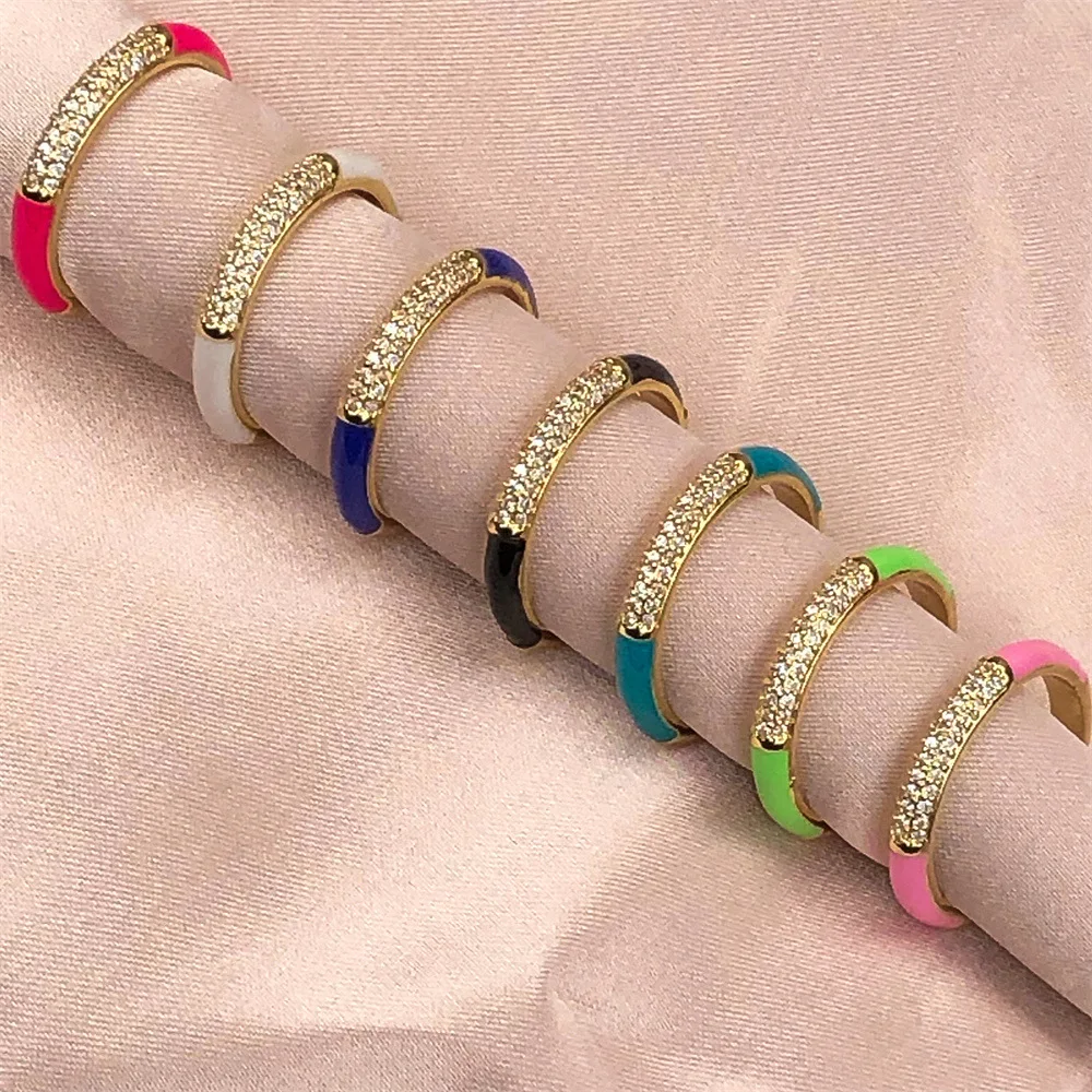 Multicolor Rainbow Oil Dripping Micro-Inlaid Zircon Ring for Women High Quality Copper Enamel Opening Ring Jewelry Accessories
Multicolor Rainbow Oil Dripping Micro-Inlaid Zircon Ring for Women High Quality Copper Enamel Opening Ring Jewelry Accessories