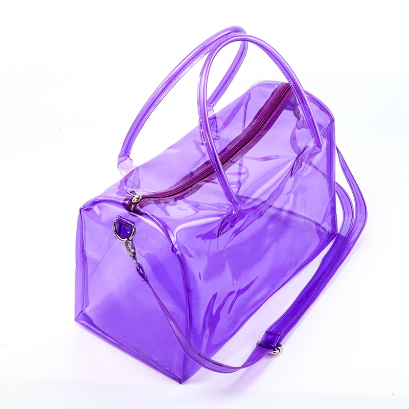 

wholesale PVC Transparent Duffel Bag print Logo girls overnight women hand bags jelly weekender clear Duffle spend da night bag, Ping/ purple/ light blue /red