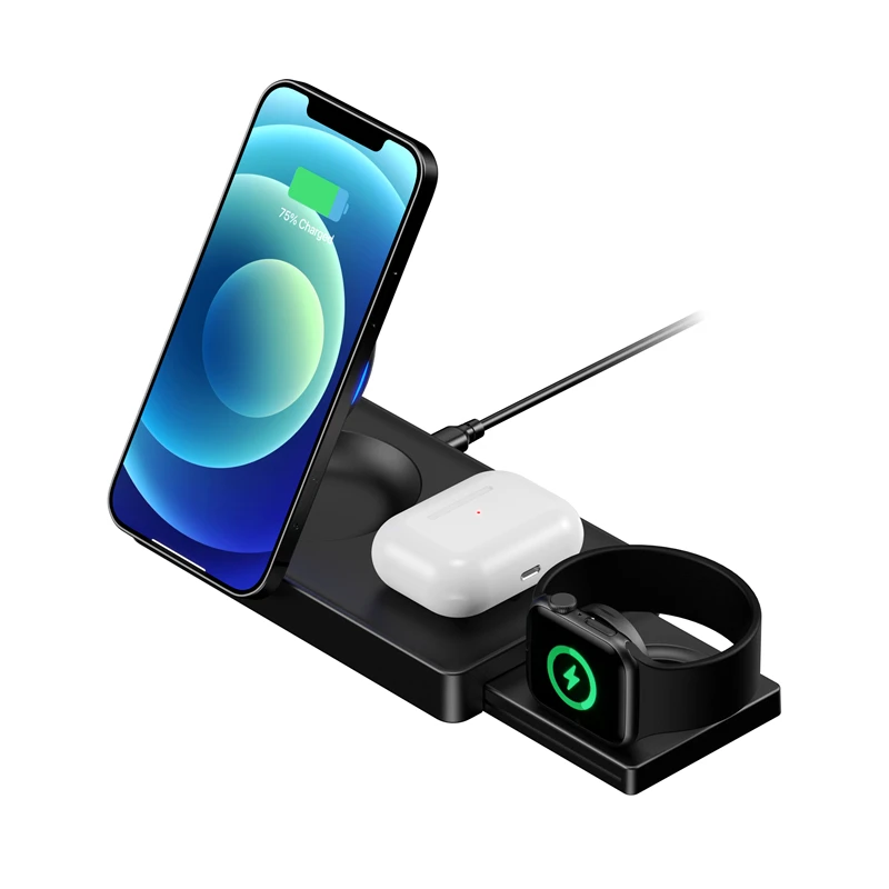 

2022 new arrivals qi portable magnetic wireless charger 15w 3 in 1 wireless charging station for iphone 12 13