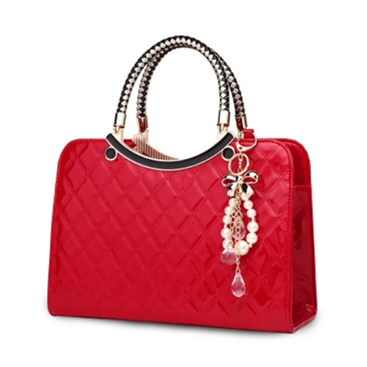 

New product fashion design embroidery with nice pearl tote leather handbags