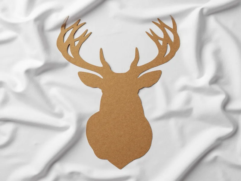 Cardboard stag silhouette on white fabric