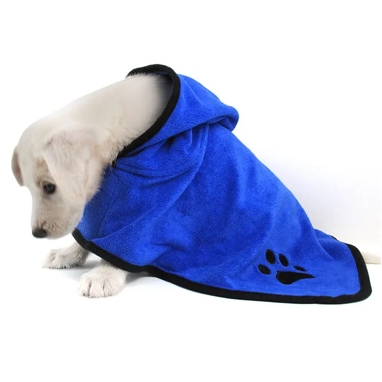 

Wholesale Bathrobes Towel Pajamas For Dog Pet Hair Cleaning Use Washable Quick Dry Absorbent Microfiber Dog Towel, Four color