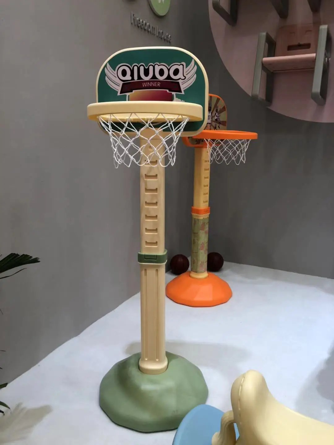 Children Plastic Indoor Adjustable Basketball Hoop Stand Toddler