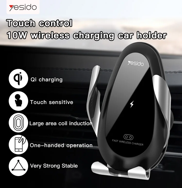 Intelligent Air Vent Mobile Phone Car Holder Touch Control Cell Phone Holder Mount 10W Qi Wireless Car Charger